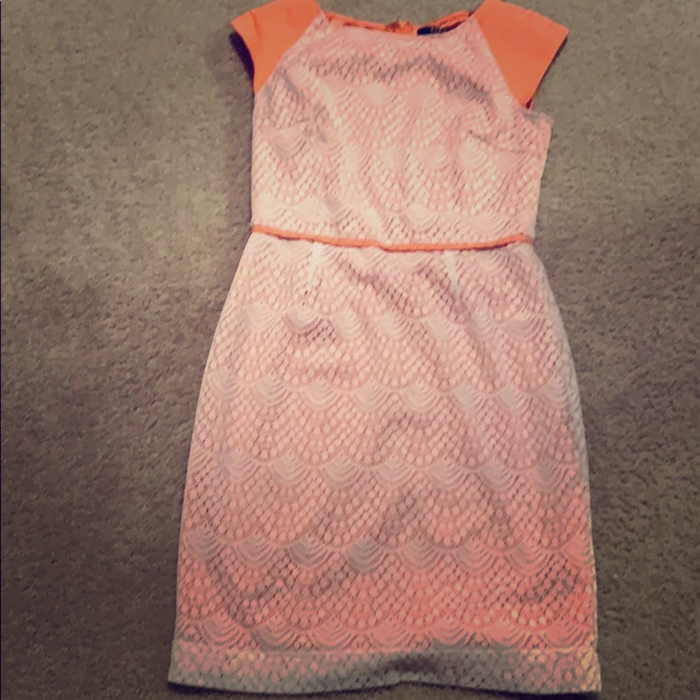 White and dark orange dress